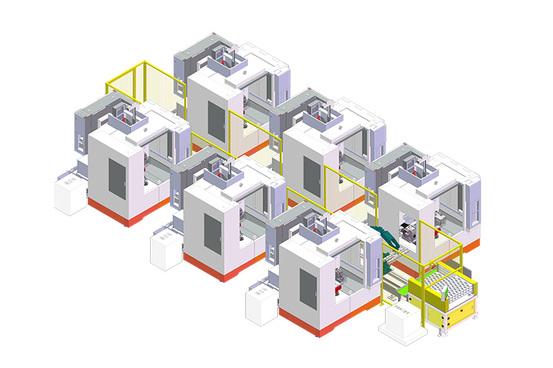 Multi-process robot automatic loading and unloading processing production line series